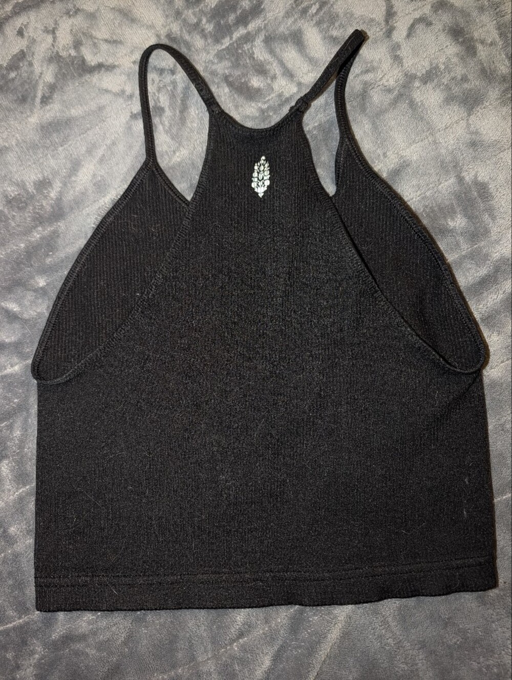 FP Movement by Free People Womens Black Rib Racerback Crop Tank M/L Stretch Gym - Picture 4 of 5